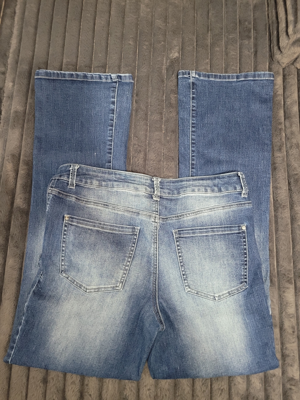 Maurices Mid Blue Bootcut Jeans with Faded Detail - Picture 2 of 4